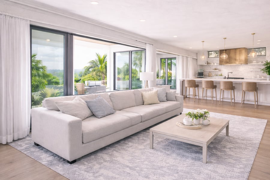 Living room cleaning services in Tampa Bay — floors, dusting, glass surfaces